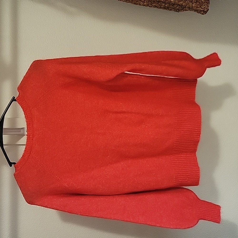 Sezane Red Crewneck Button-Front Sweater - Picture 9 of 9
